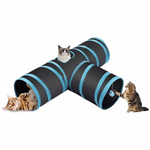 Puppy MyfatBOSS Cat Tunnel Kitty Tubes with Peek Hole for Cat Collapsible 3 Way Pet Toys Cat Tube with Ball Kitten Rabbit Feather Toy