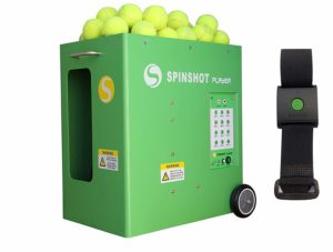 Spinshot Player Tennis Ball Shooter Machine with a Remote Watch Option